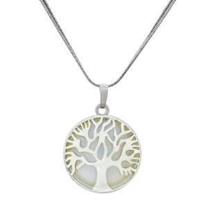 Crystal Tree of Life Pendant Simple White crystal Mineral Jewellery for Men Women Pendulum Necklace Family Tree Necklace Tree of Life Gemstone White crystal
